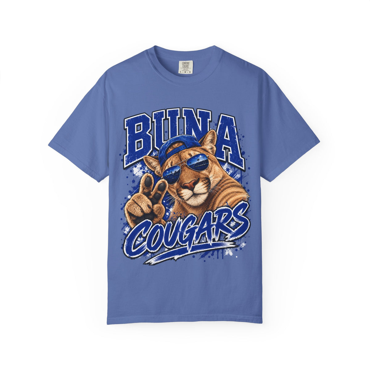 Buna Cougars Mascot T-Shirt — Cool Sunglasses Cougar Graphic School Spirit Tee