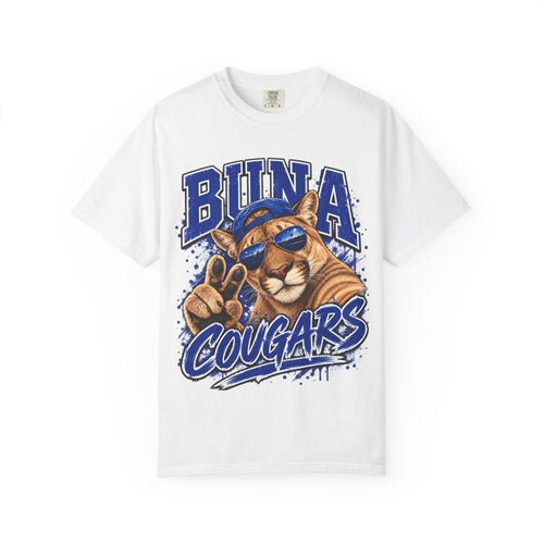 Buna Cougars Mascot T-Shirt — Cool Sunglasses Cougar Graphic School Spirit Tee