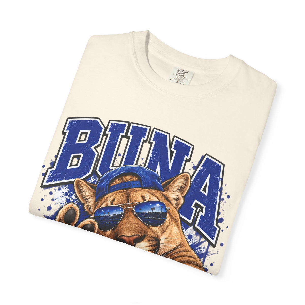 Buna Cougars Mascot T-Shirt — Cool Sunglasses Cougar Graphic School Spirit Tee