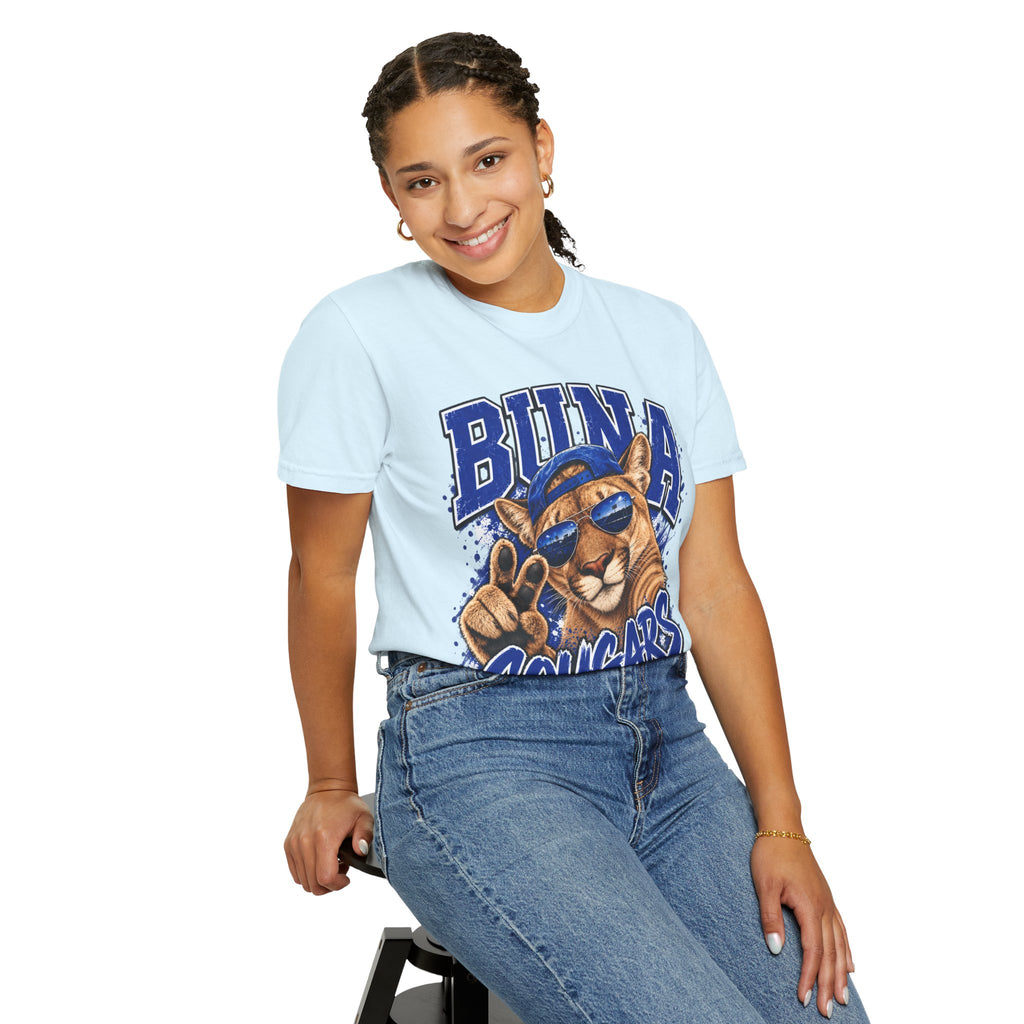 Buna Cougars Mascot T-Shirt — Cool Sunglasses Cougar Graphic School Spirit Tee