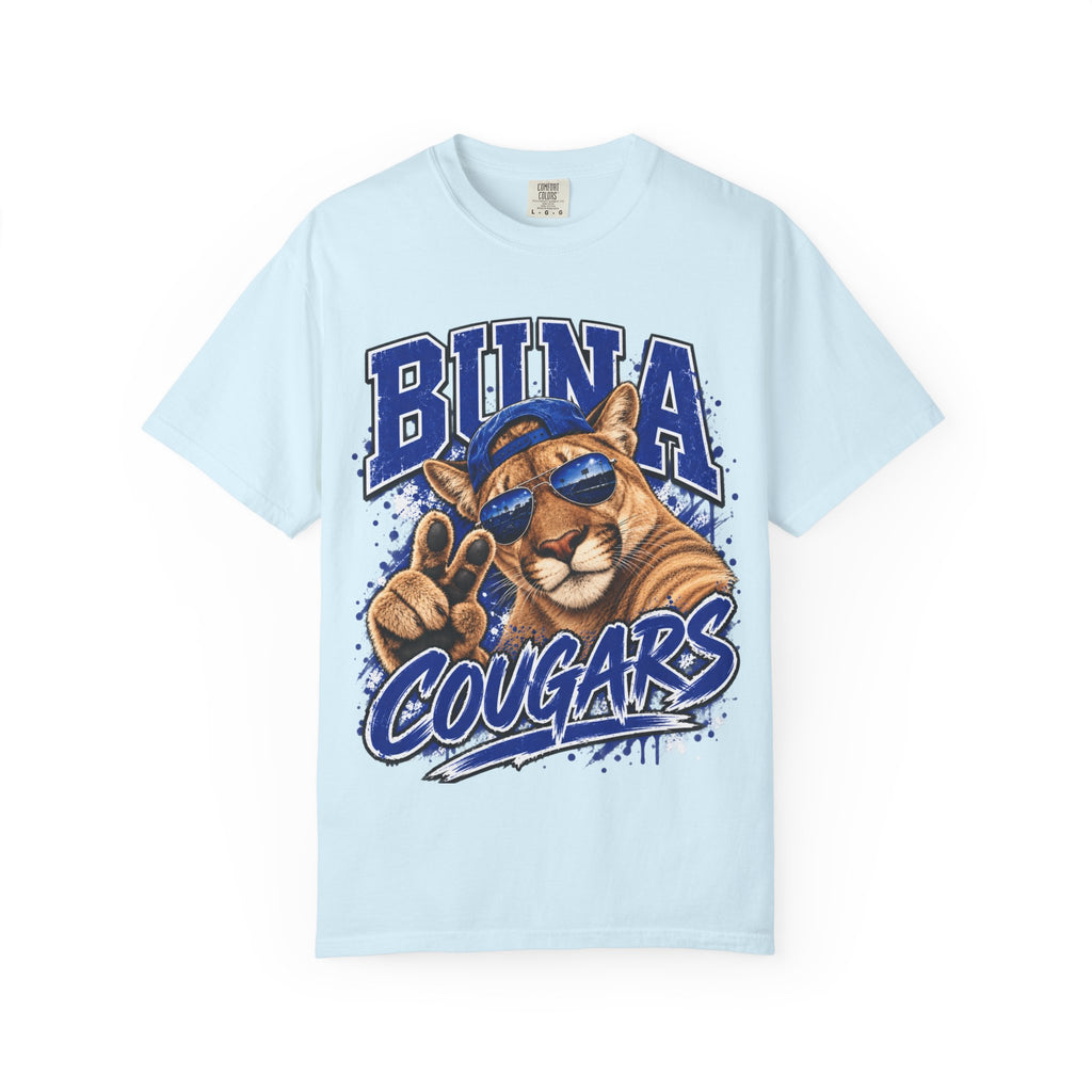 Buna Cougars Mascot T-Shirt — Cool Sunglasses Cougar Graphic School Spirit Tee