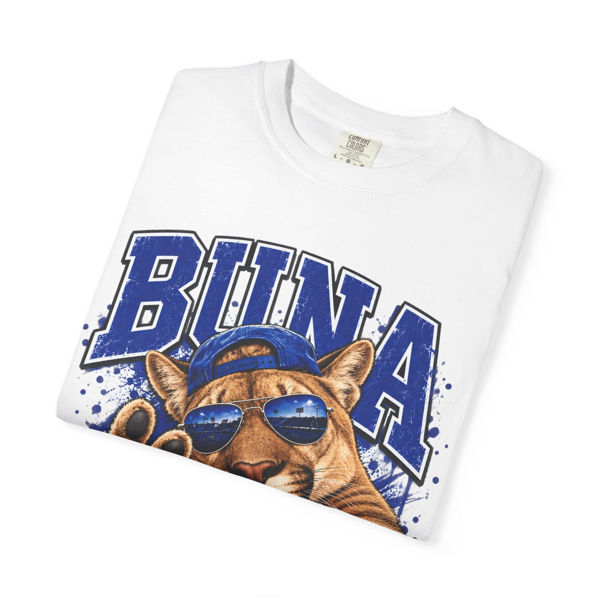 Buna Cougars Mascot T-Shirt — Cool Sunglasses Cougar Graphic School Spirit Tee